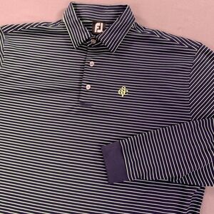 FootJoy Pullover Shirt Men 2X Navy Blue Green Stripe Long SLV Volley‎ Ball SCVC